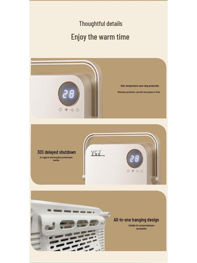 Wall-Mounted Energy-Saving Bathroom Heater for Bathing and Toilet