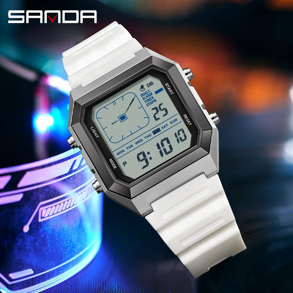 SANDA 6307 Sports Alarm Electronic Watch Digital Watches for Man Women Boys Outdoor Multifunction Luminous Chronograph Clock