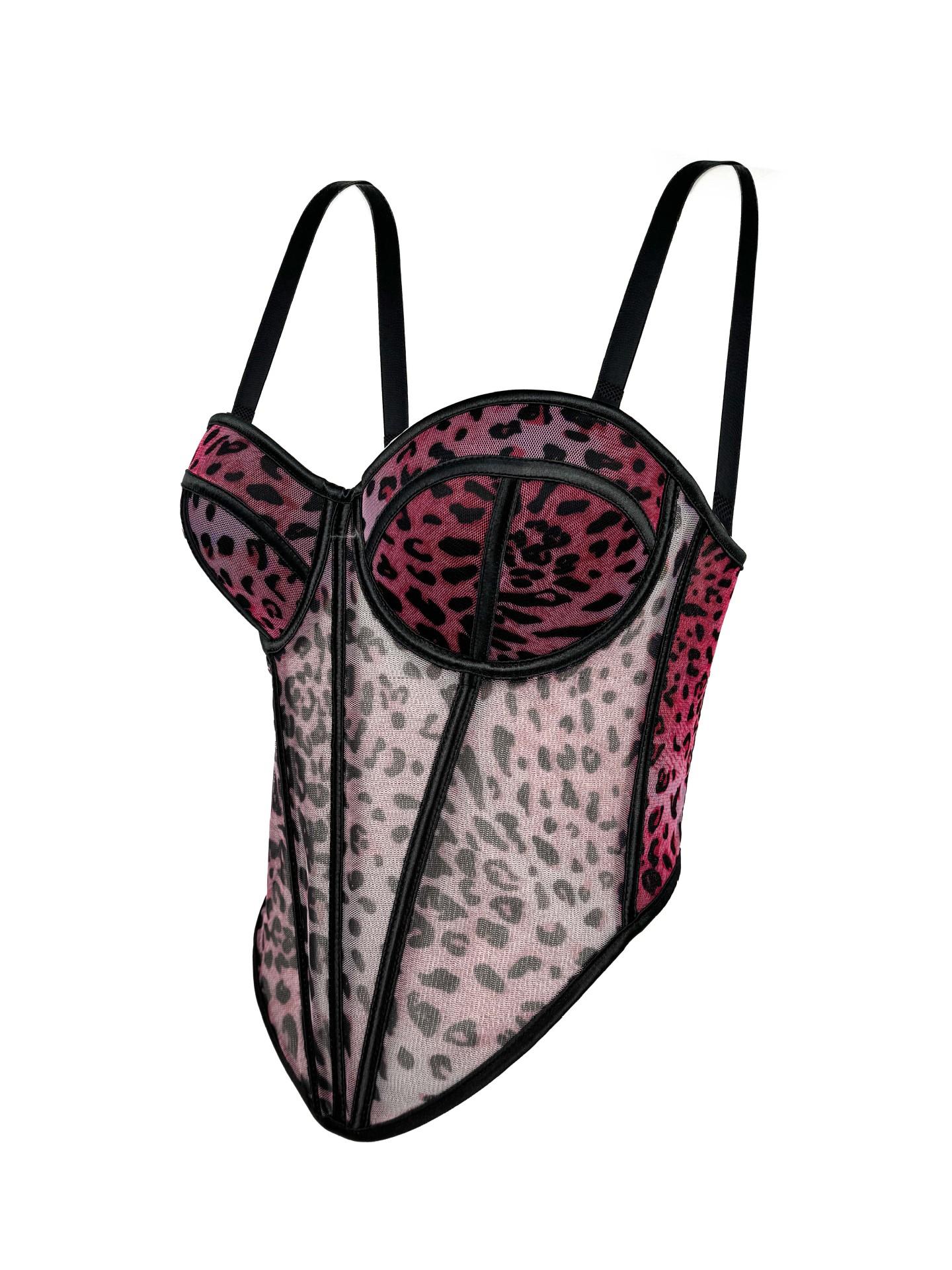 Leopard Print Corset Bustier With Cup