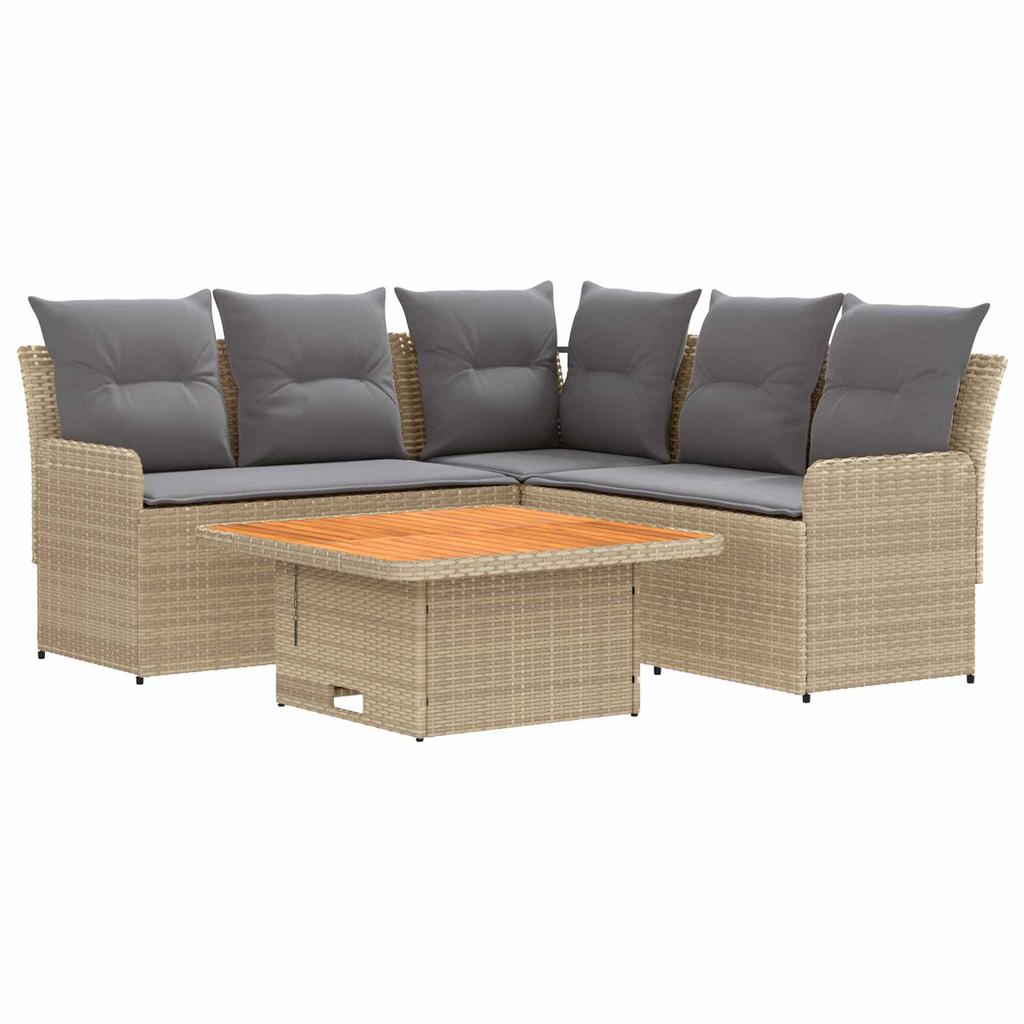 Furniture Set with Cushions 4 pcs Beige and Light Grey PE Rattan