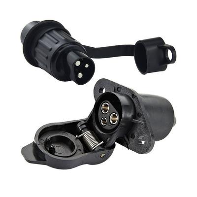 1Pc 12V 3 Pin Trailer Plug/Socket an Trailer Truck Cable Connector Black 3-Pin Trailer Plug Socket Adapter Car Accessories