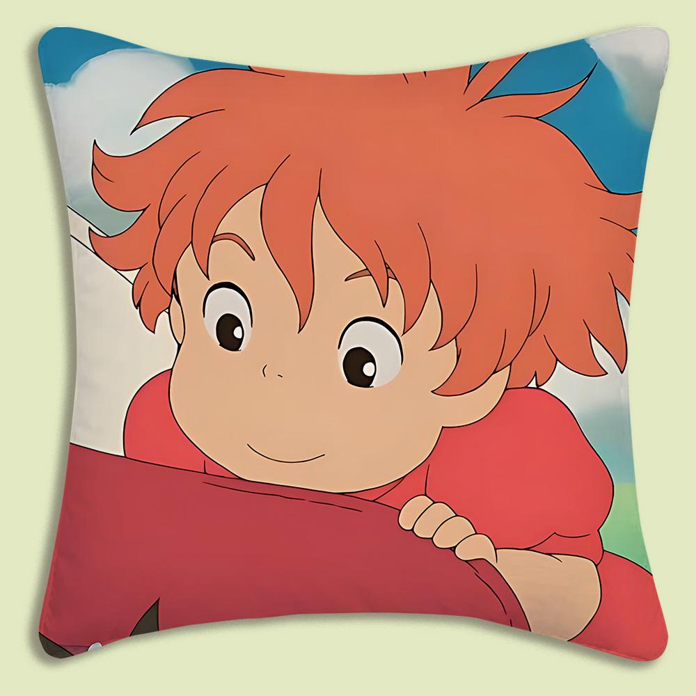 Cute Cartoon Ponyo Pillow Covers Cartoon Sofa Decorative Home Double-Sided Printing Short Plush Cute Cushion Cover