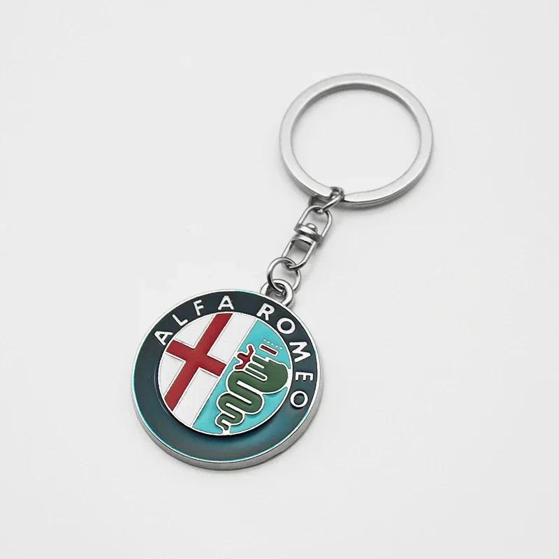 

2026 Hot Sticker 3D Metal Leather Car Logo Emblem Keychain Key Rings for Alfa Romeo Giulietta 159 156 166 Mito Giulia GT Stelvio