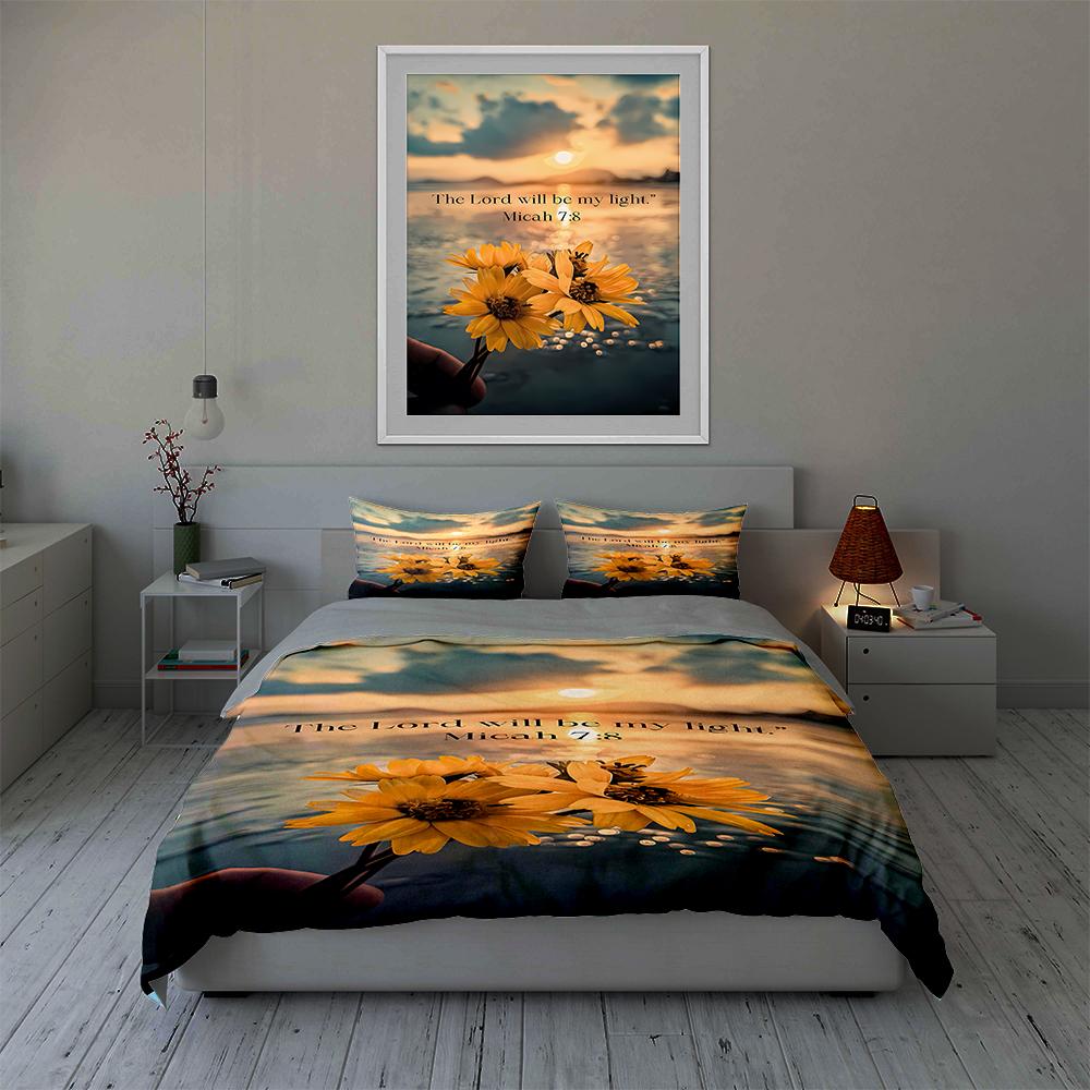 Sunflowers sunset quote Bedding Duvet cover sets Duvet covers Pillowcases gifts (1 * Duvet Cover 2 * Pillowcases, without duvet insert)