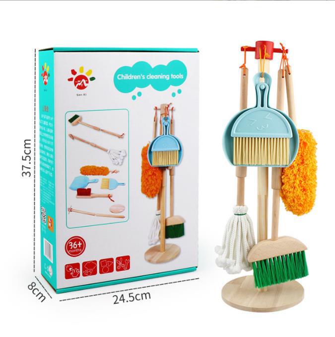 Kids' Wooden Cleaning Play Set: Broom, Mop & Tools for Early Learning