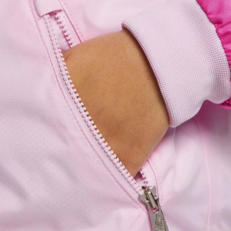Nike Color Block Zip-Up Hooded Jacket Kids Jackets Pink HA3307-663