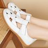 35-44 Summer Large Size Women's Sandals Women's Closed Toe Beach Shoes Genuine Leather Sandals Plus-size Perforated, Breathable Flat Women's Shoes