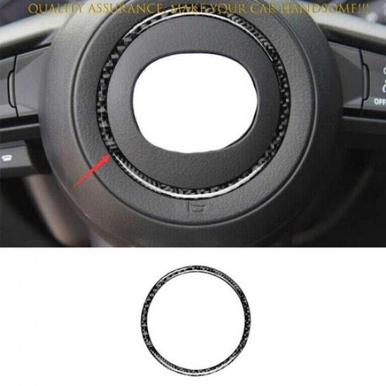 For Mazda CX-5 2017-2024 Real Carbon Fiber Steering Wheel Horn Ring Trim 1PCS