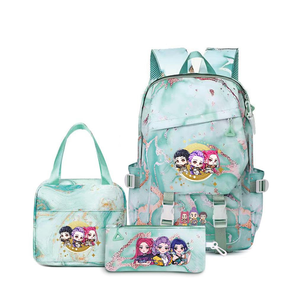 School Season Printed Student Schoolbag Backpack Shoulder Pencil Bag Three-Piece Set
