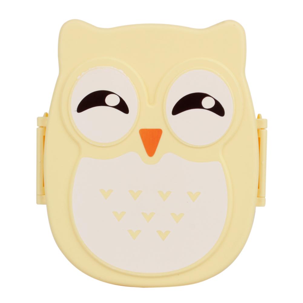 1PC Yellow Cute Owl Lunch Box Food Storage Container Plastic Portable Microwave Safe Bento Box for Kids School Office Snacks