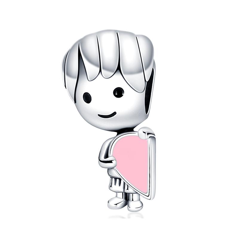 

925 Silver Happy Dopamine Girl Boy Cat Charms Beads Fit 3mm 925 Original Bracelets DIY Jewelry Souvenir Gift Making