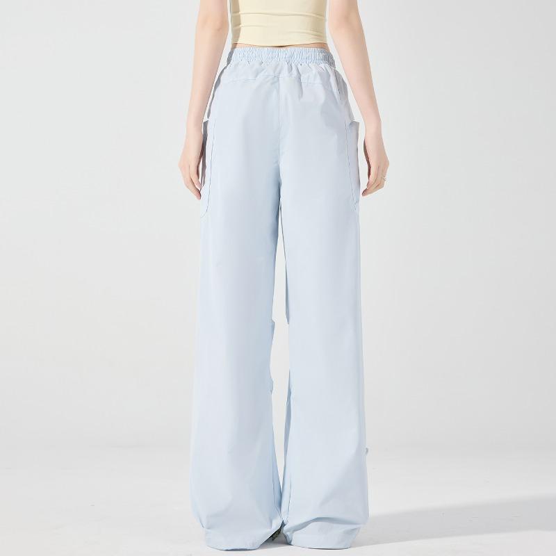 Pantaloni Traspiranti Impermeabili Colorati in Seta di Ghiaccio Asciugatura Rapida Gamba Larga Paracadute Ultraleggeri Antivento Protezione Solare per Donna
