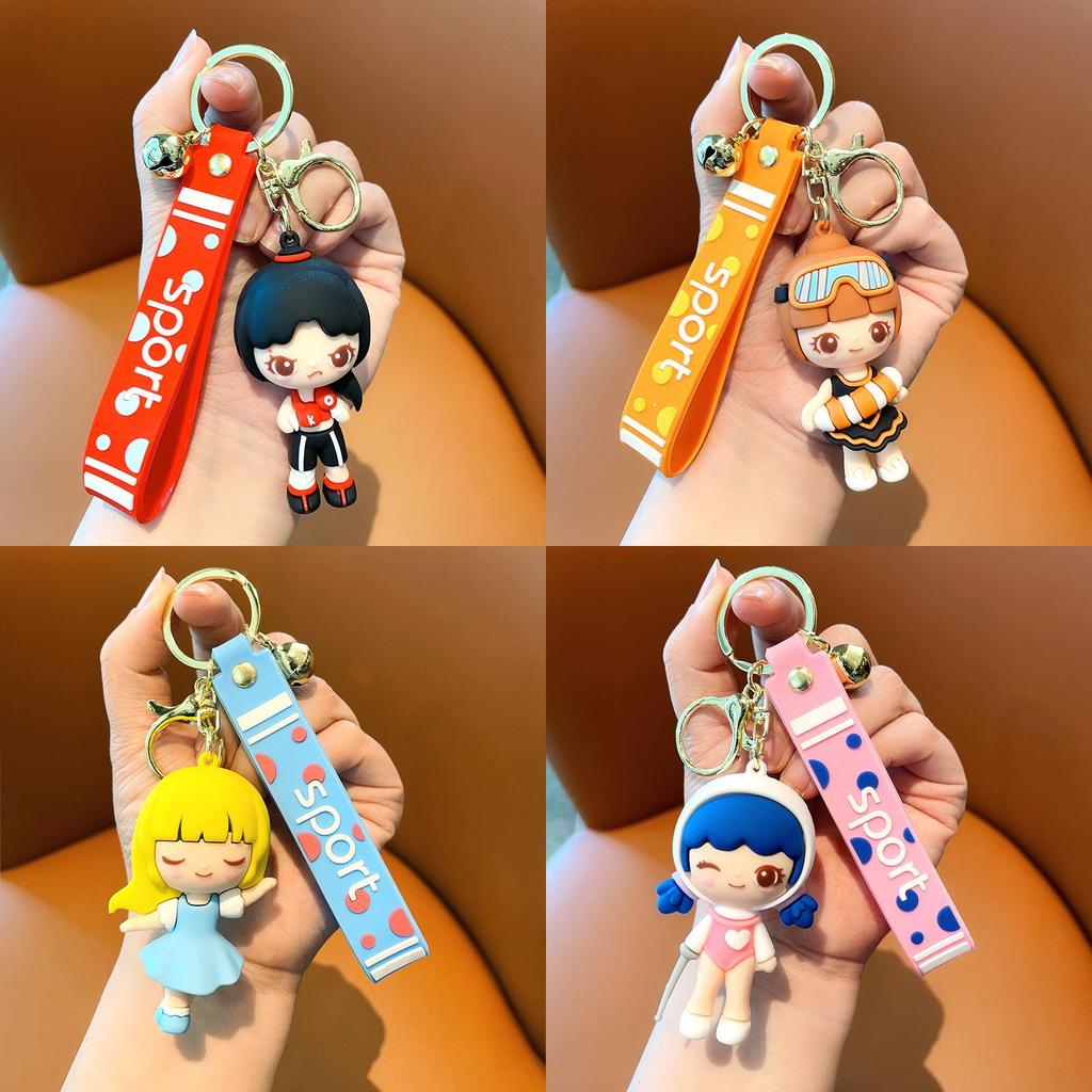 Sweet Sporty Girl Keychain Pvc Anime Figurine Stylish Bag Charm Car Key Ring For Parties And Gifts