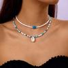 Bohemian Shells Turquoise Collares Necklace Summer Natural Starfish Hand-woven Beach Vacation Adjustable Necklaces Choker