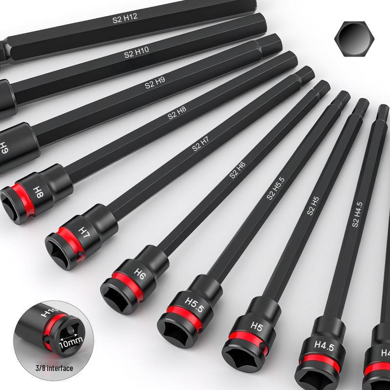 20-Piece 3/8 Extended Metric & Imperial Hex Socket Screwdriver Set with Mid-Fly Internal Hex Bits & Wrench Tools