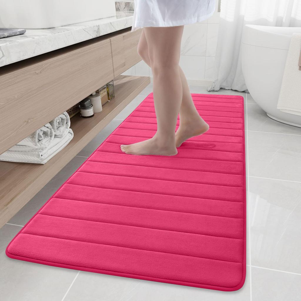 Olanly Soft Memory Foam Bathroom Bath Mat Absorbent Non-Slip Bath Mat Washable Comfortable Bath Mat Easy to Dry For Bathroom Rug