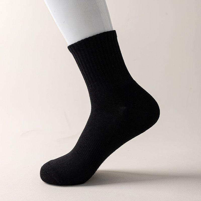 Men's Mid-Calf Cotton Sports Socks - Warm, Odor-Resistant, Non-Pilling, Sweat-Absorbent Thick Towel Bottom.
