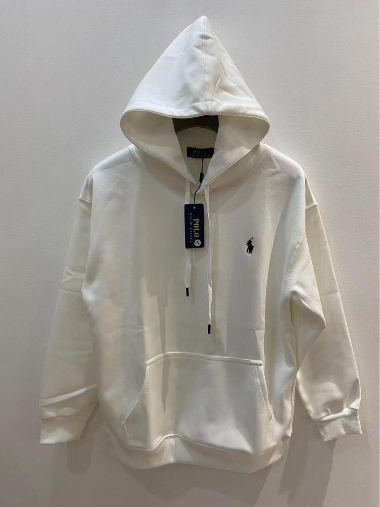 Men's Autumn/Winter Ralph Lauren Embroidered Logo Hooded Sweatshirt with Velvet Lining and Zipper.