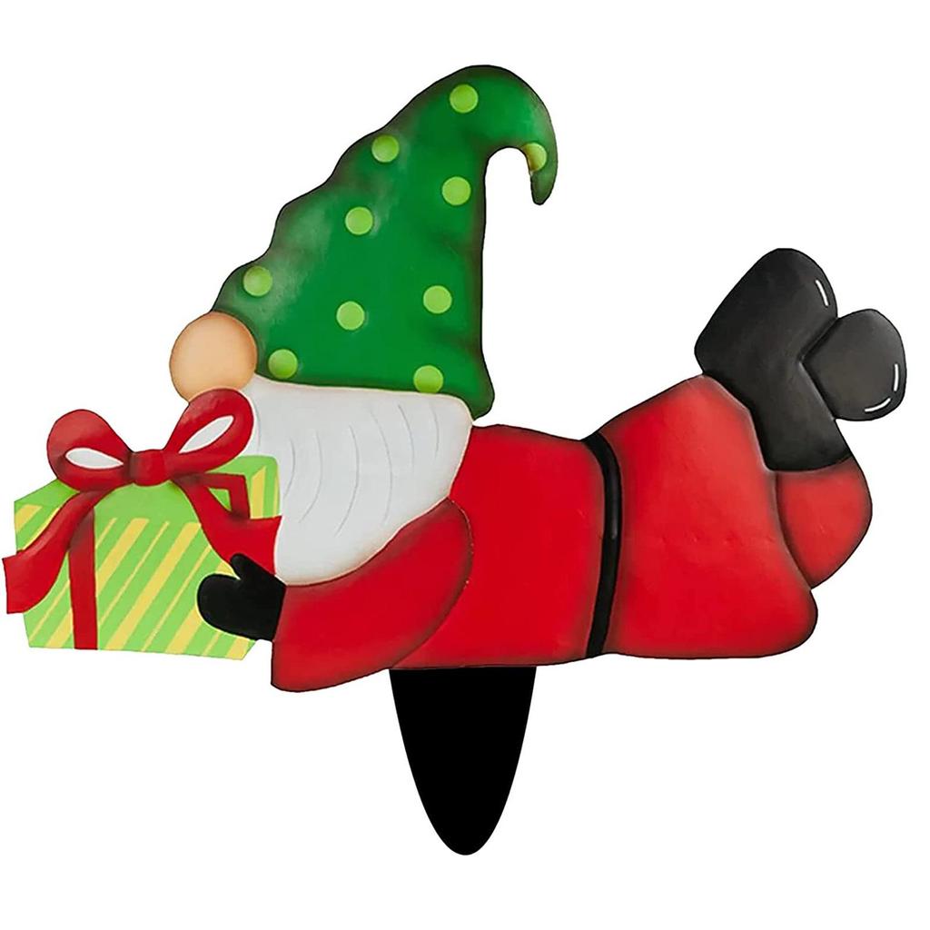 House Number Sign Christmas Gnome Stainless Steel Floor Insert Garden Decoration Insert Card
