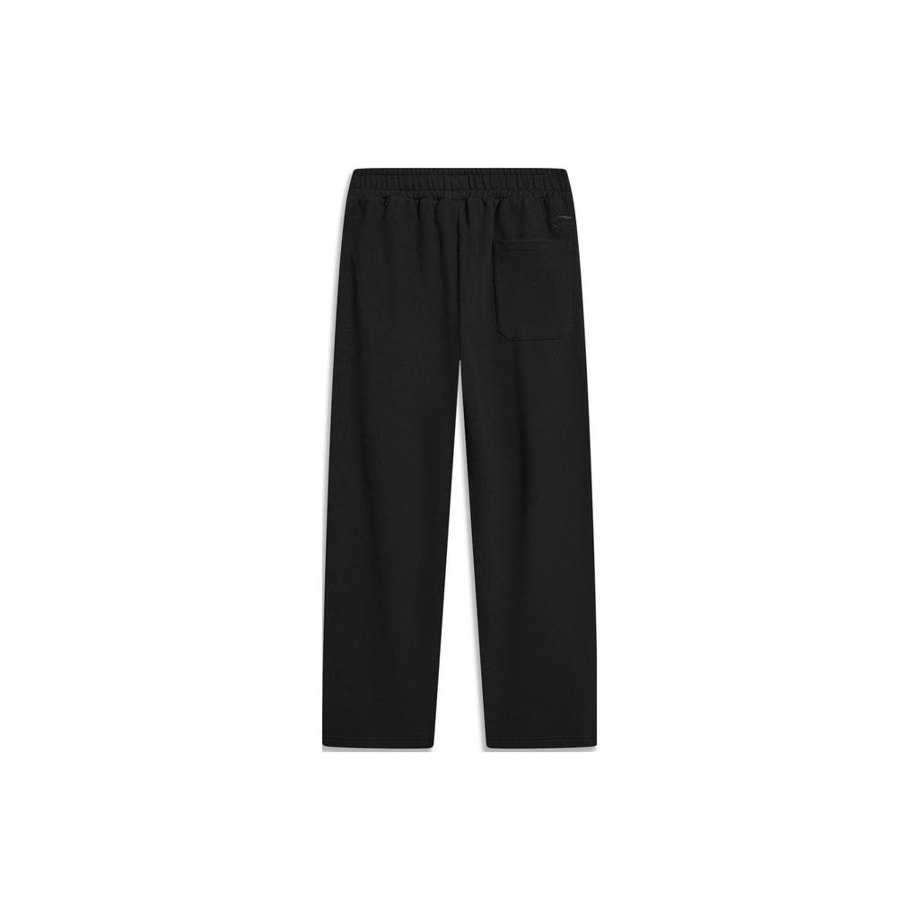 Li Ning Loose Mid Waist Elastic Knitted Casual Pants 2023 Autumn Winter New Style Men Bottoms Black AKLTC53-1