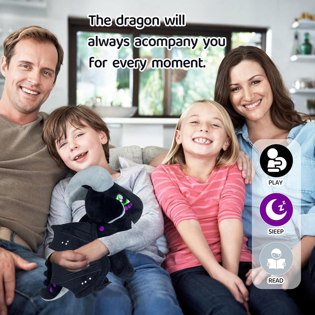 Wings of Fire Toys Dragon Plush Toy Soft Stuffed Animal Cool Black Dragon Decor Merch Special Gift for Kids Boys Girls Age