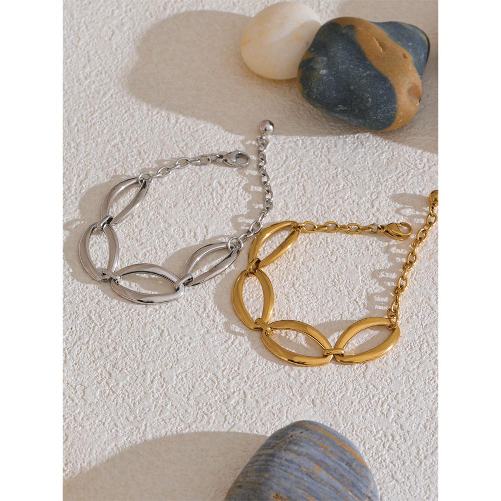 Yhpup Haute Qualité Acier Inoxydable Mode Géométrique Fait Main Ensemble Collier Bracelet Cadeau pour Femmes Bijoux Étanche 2025