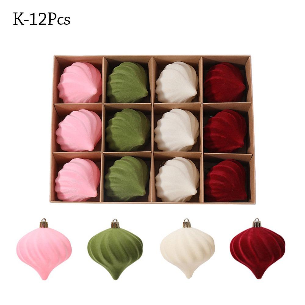 9/12/30 Pcs/set flannel Christmas Ball Set Hollow-out 6/8cm Xmas Tree Hanging Pendant Hanging Red Christmas Decorations