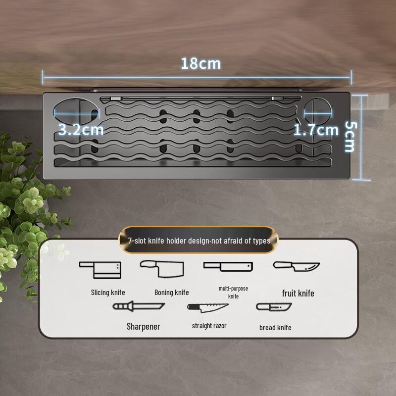 Miling Wall-Mount Knife & Utensil Drainer Rack