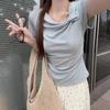 Craftsman Yi, design strap short-sleeved T-shirt for women's spring and summer Nanyou new product, sweet girl wear bottoming shirt