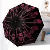 Spooky Skeleton Circle Dance Wall Art PrintUmbrella with Cute Design, Portable 3-Fold Compact Umbrella for Men & Women, Valentine's Day Mother's Day H