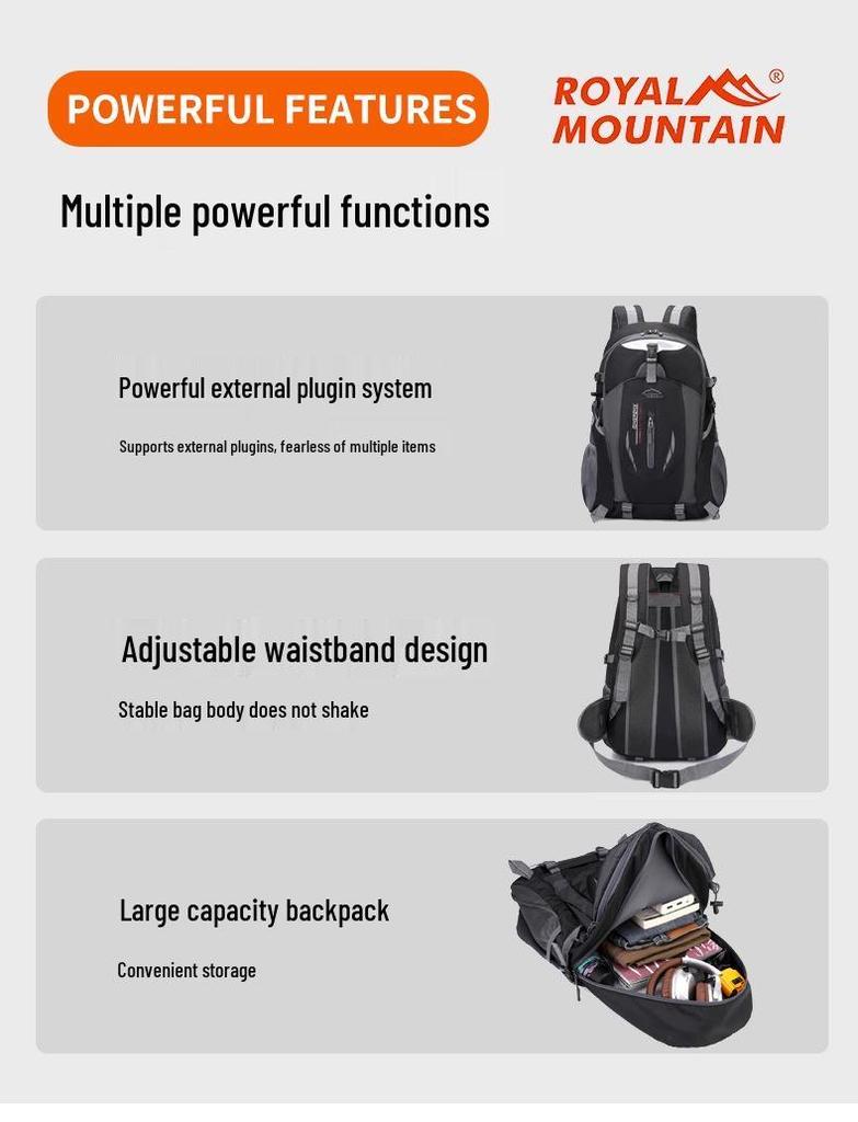 Adjustable Trekking Poles & Large Capacity Hiking Backpack with Waist Support, Multifunctional for Outdoor Camping and Mountaineering.