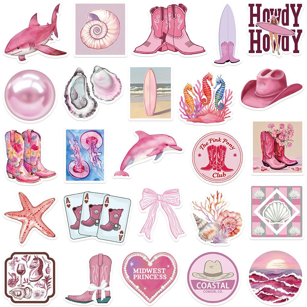 10/30/50pcs Pink Dreamy Coast Girlish Heart Stickers Waterproof DIY Diary Scrapbooking Luggage Kawaii Sticker Toys Gifts