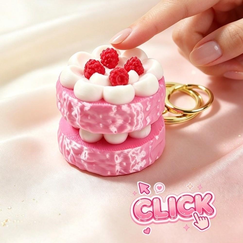Realistic Fruit Cake Clicker Keychain 3D Printed Macaron Pendant Car Pendant