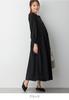 Maternity Band Waist Dot Long Open Polka Black 10492250 [ANGELIEBE] Dress, Collar, Shirring, Dress, Prenatal, Postnatal, Sleeve, Front, Nursing,