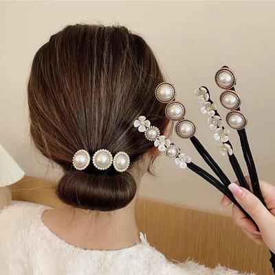 1 stück Elegante Perle Blume Dutt Maker Koreanische Faul Haar Curler Styling Zubehör Frisur Haarnadel Haare Flechten Flechter Hairgrip
