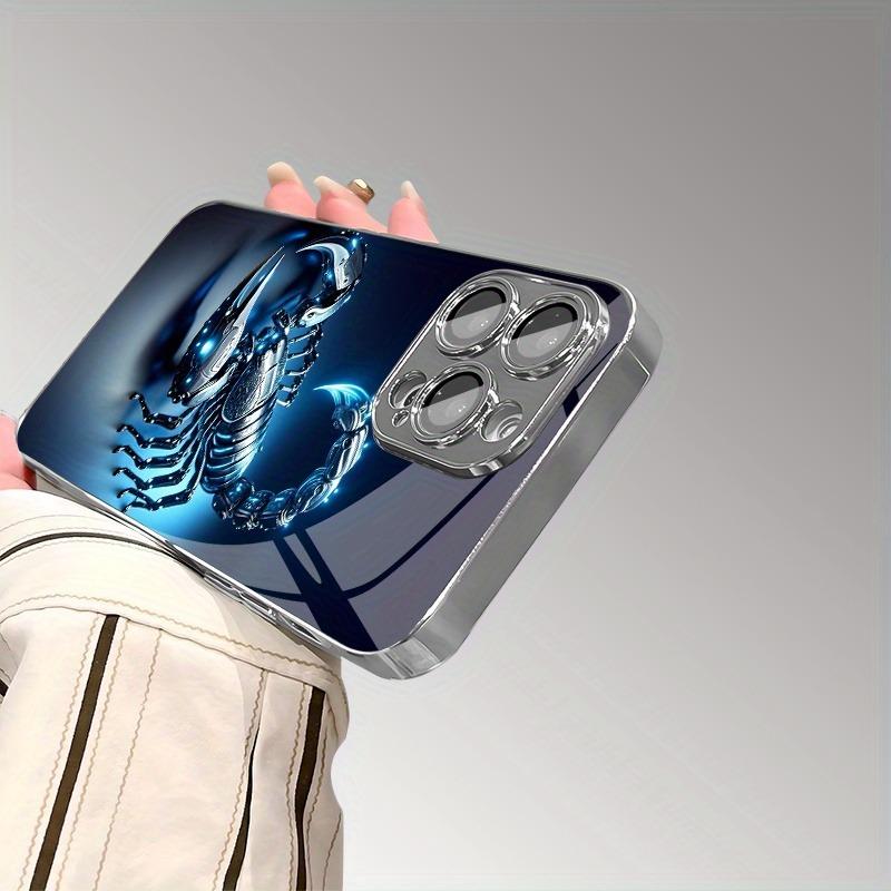 Blue Light Metallic Scorpion Pattern Electroplated Phone Case For Samsung Galaxy S25 S24 S23 Ultra Plus FE Tempered Glass Cover