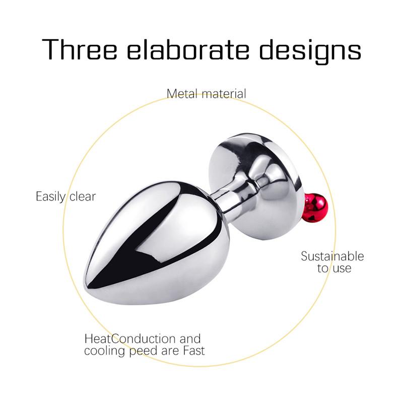 Crystal Heart Buttplug Stainless Steel Leash Chain Anal Plug Bells Pendant Prostate Massager SM Erotic Sex Toys For Women Men