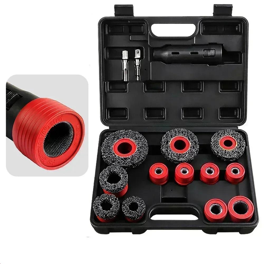 Car Wheel Hub Bolt Cleaning Tools 12-28mm Manual Cleaning Tool Accessories Tools Screw Nut Rust Removal Brush Cleaner Tools