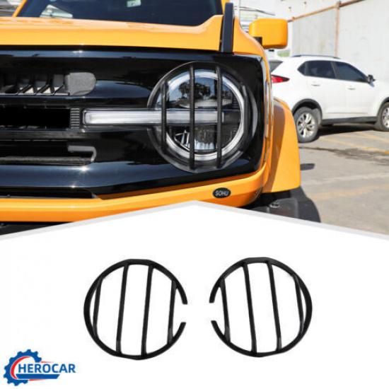 Front Grille Erts Mesh Headlight Trim Decor Cover Kit For + Ford Bronco