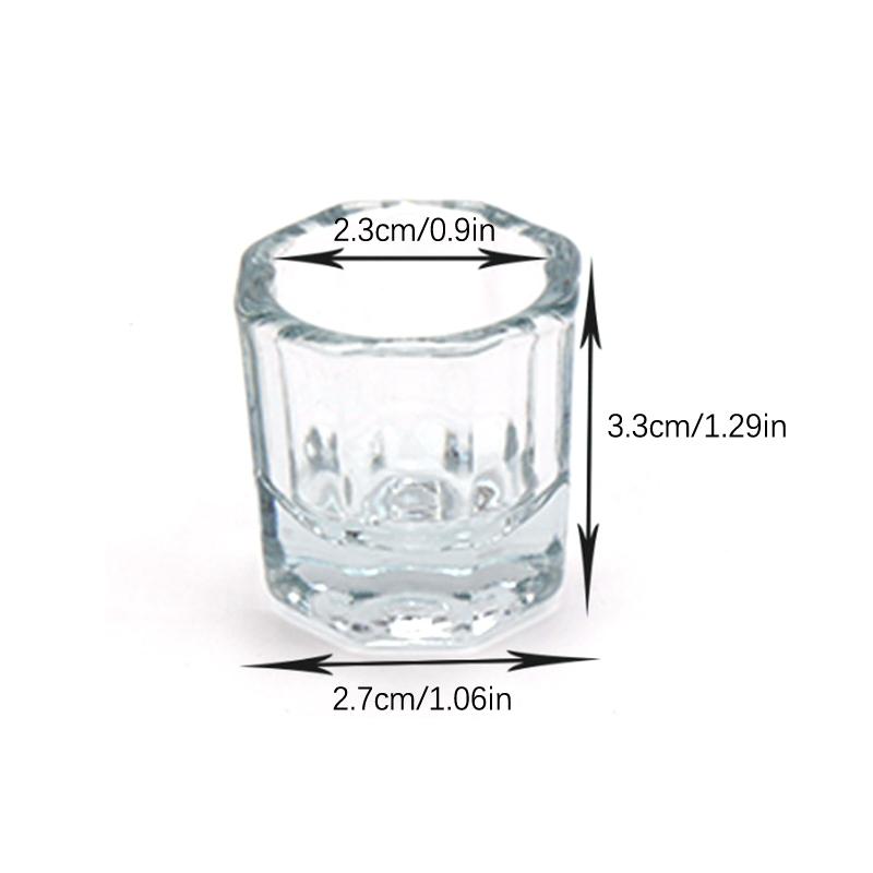 Толстое Стеклянное Хрустальное Диспенсер-Чашка С Восьмиугольной Металлической Крышкой Инструменты Для Маникюра Контейнер Для Жидкости Акриловый Мономер Tumbler