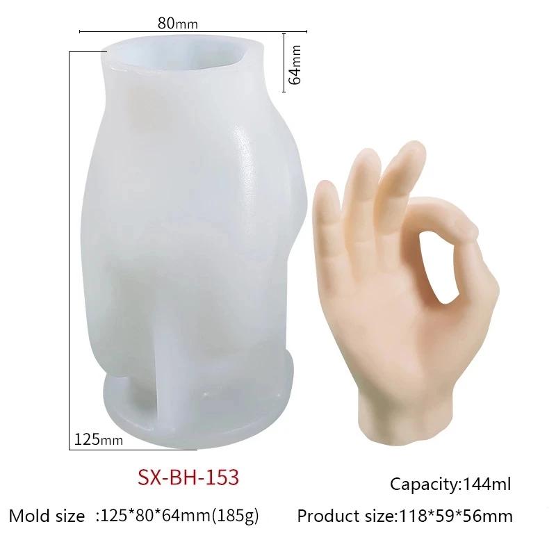 Silicone Candle Mold Creative Gesture Aromatherapy Candle Making Supplies Wax Mould Plaster Chocolate Soap Molds Home Decoration