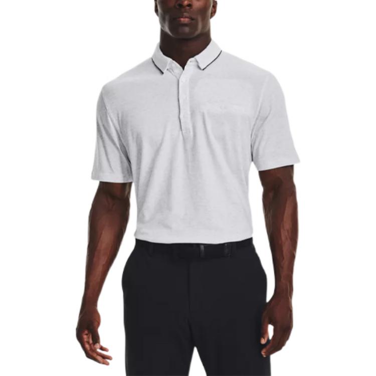 Under Armour Contrast Trim Casual Pullover Short Sleeve Polo Shirt Men Tops White 1377363-100