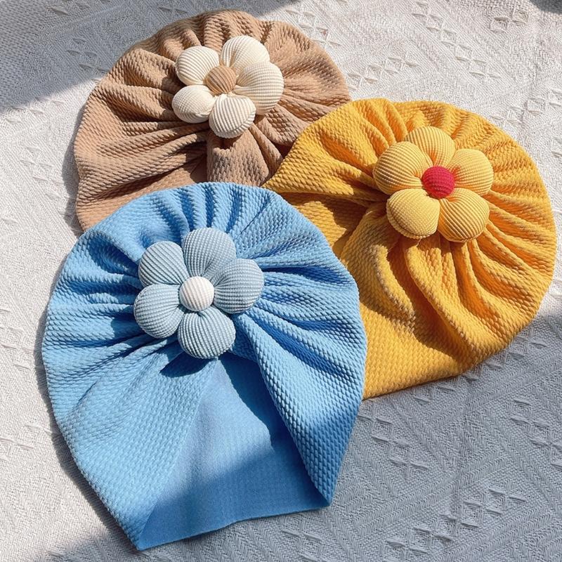 Nursery Hospital Turban Hat for 0-2 Years Baby Girls Infants Baby Beanie Cap Headwrap with Big Flower Soft Bonnet Cap
