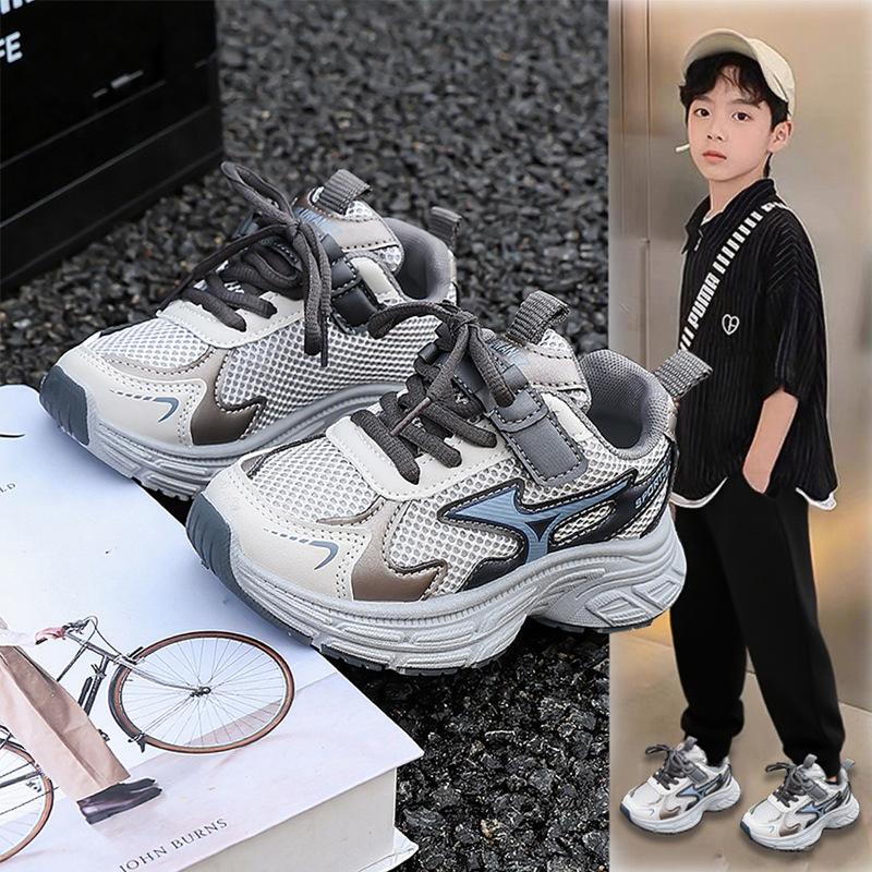 Children's dad shoes soft sole 2025 spring and autumn new breathable mesh running shoes medium older children's shoes girls sports shoes