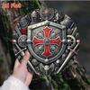Vintage Metal Wall Art Knight Cross Decor 8x8 Inches Retro Medieval Tin Sign for Home Man Cave Bar