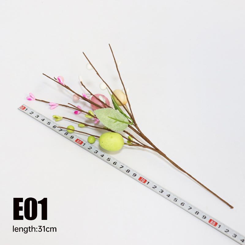 

2025 Пасхальное украшение Искусственное яйцо Жемчужный цветок Ветка Разноцветные пенопластовые яйца Ветки Букеты своими руками для Пасхальной вечеринки Домашний декор