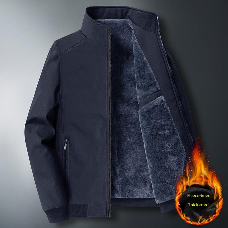 Men's Autumn/Winter Middle-Aged and Elderly Thick Velvet Coat - Large Size Warm Jacket