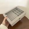 Elegant Velvet Jewelry Box with Lock - Compact Dustproof Storage for Rings, Necklaces, Earrings & More with Glass Lid