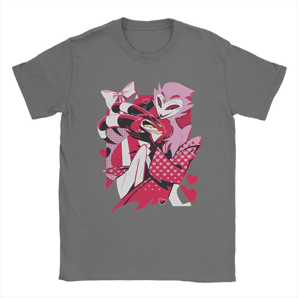 Men's T-Shirts Helluva-Boss Cartoon Leisure 100% Cotton Tee Shirt Short Sleeve T Shirts Crewneck Tops Plus Size
