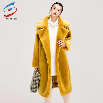 SCIONE Coat Winter Warm Fur Coats Women Fur Jacket Loose Lapel Overcoat Thick  Female Plush Coats